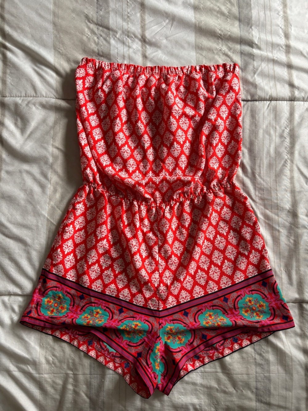 Love Tree Bright Orange Strapless Romper NWOT